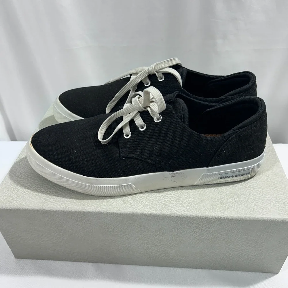 SUN STONE Sneakers Shoes Men's US 11.5 M Black Cushioned Kiva Round Lace-Up‎